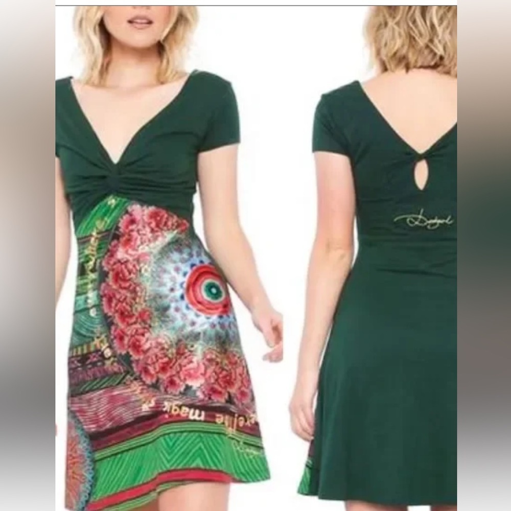 Desigual Green Multicolor Dress